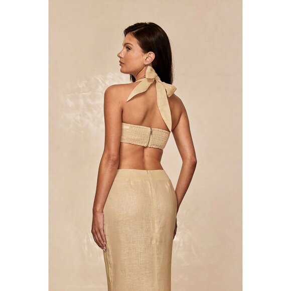 MONDAY Swimwear Montserrat Top in Vanilla Linen - Picture 3 of 5